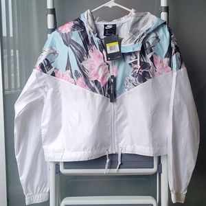 New Nike White Floral cropped zip jacket size S small
